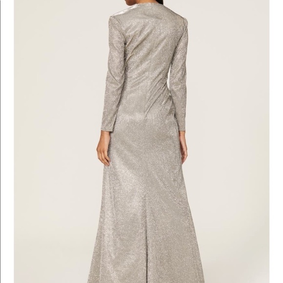 Ieena for Mac Duggal
Silver Shimmer V-neck Gown - Picture 5 of 13